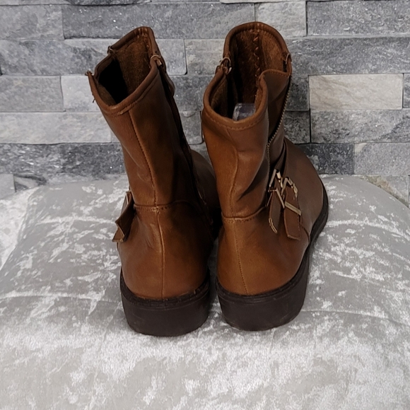 First Sight Taupe Buckle Ankle Booties - Picture 4 of 8